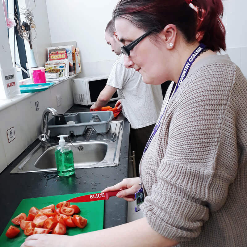 Life skills learners preparing food