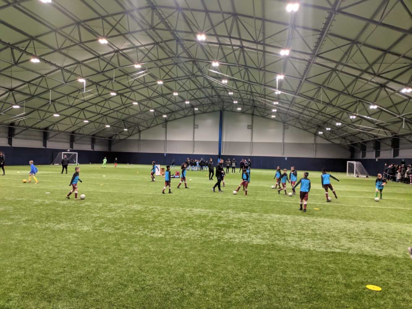 Indoor football at the alan higgs centre.