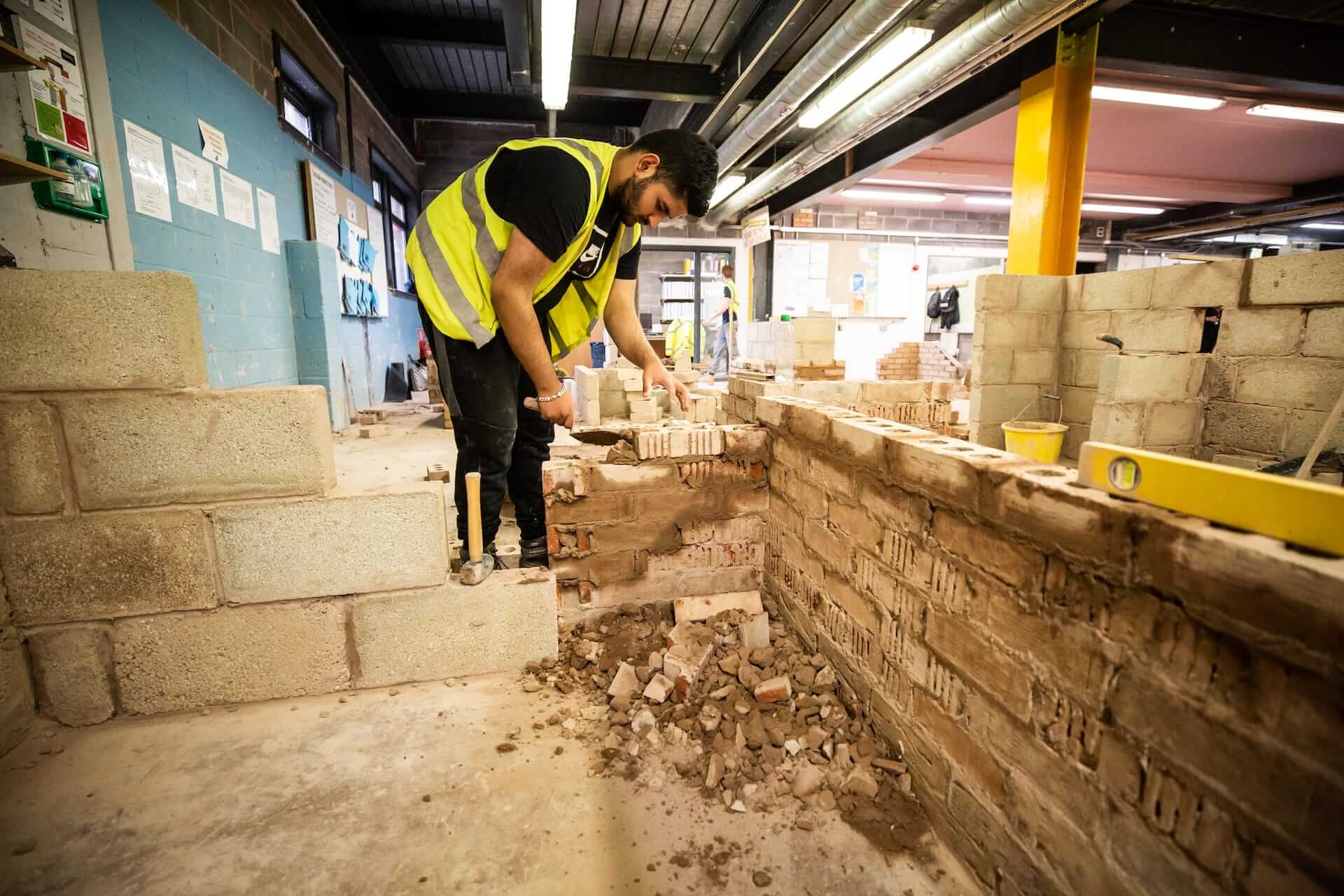 Coventry college building construction workshops student bricklaying