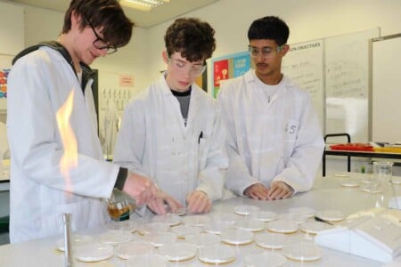 Coventry College learners using science equipment