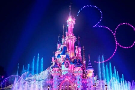 Disney world anniversary fireworks castle