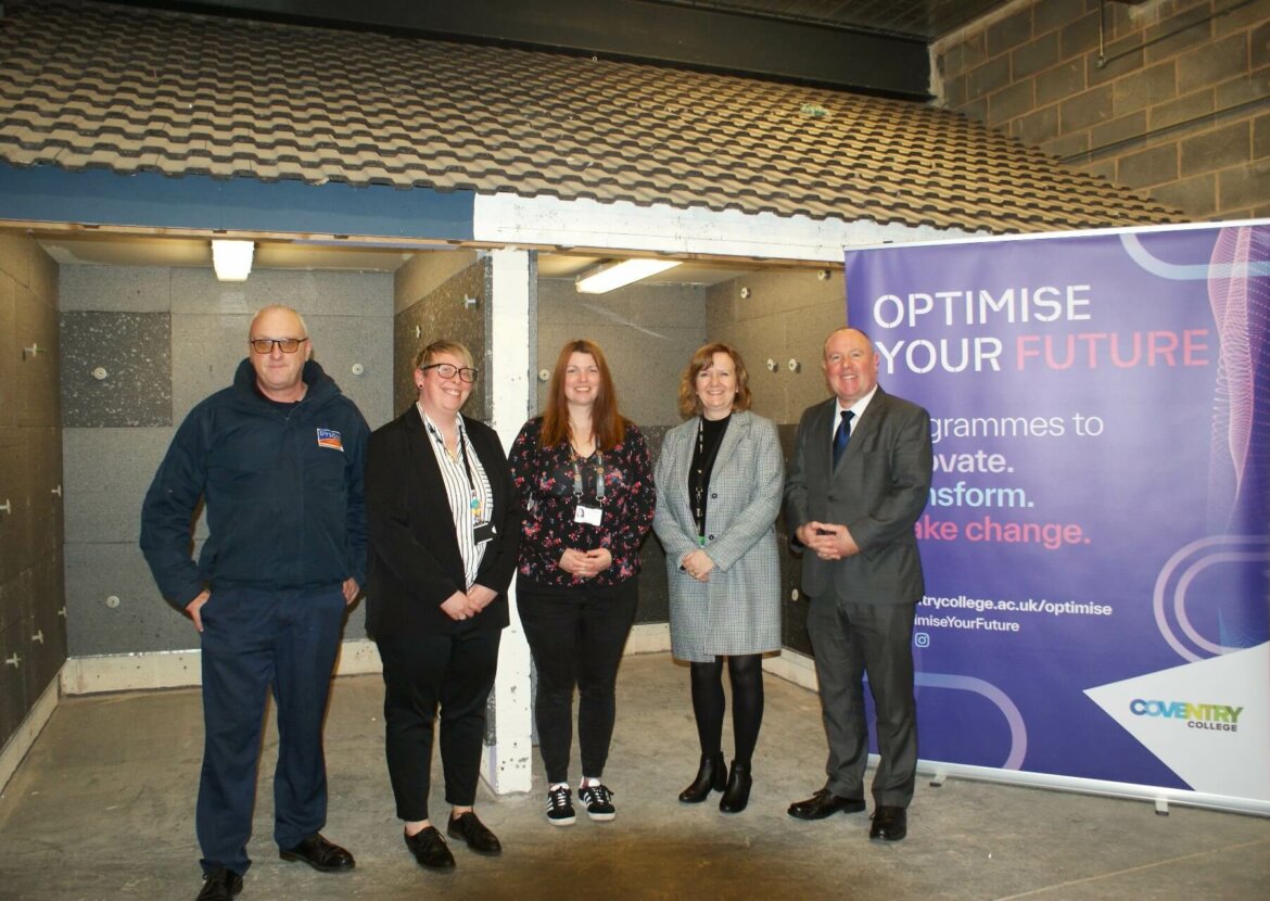 Rob Malvern, Supervisor at Dyson Energy Services, Leanne Abbott, Commercial Skills Manager at Coventry College, Donna Milliner, Retrofit Officer at Citizen, Emma Ingram Head of Employer Engagement at Coventry College and Cllr Jim O’Boyle, Cabinet Member for Jobs, Regeneration and Climate Change