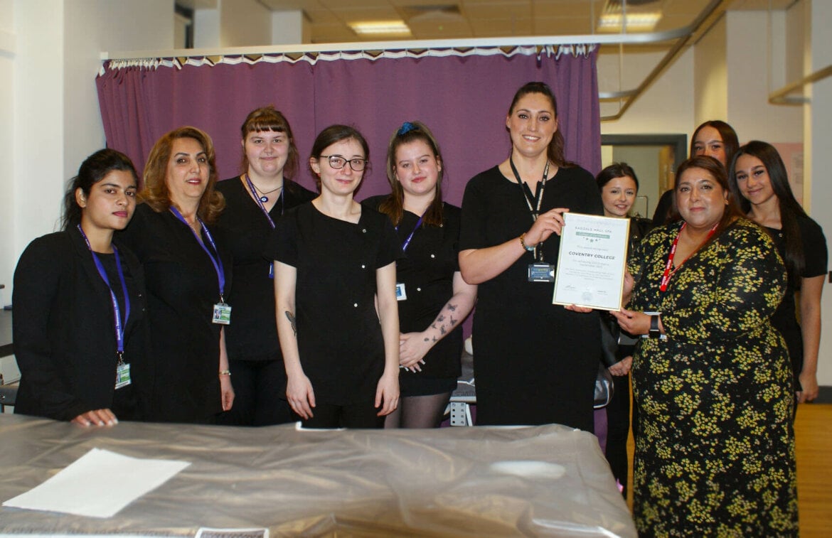 Group of Beauty learners with Training and Development Manger from Ragdale Hall Spa