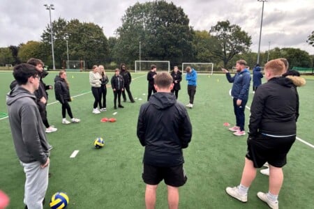 Group of Sport students during coaching session at Coventry University