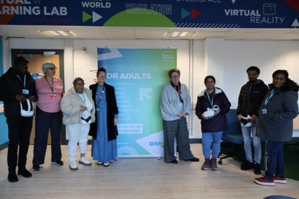 Helen Dearn with Carol Thomas and learners