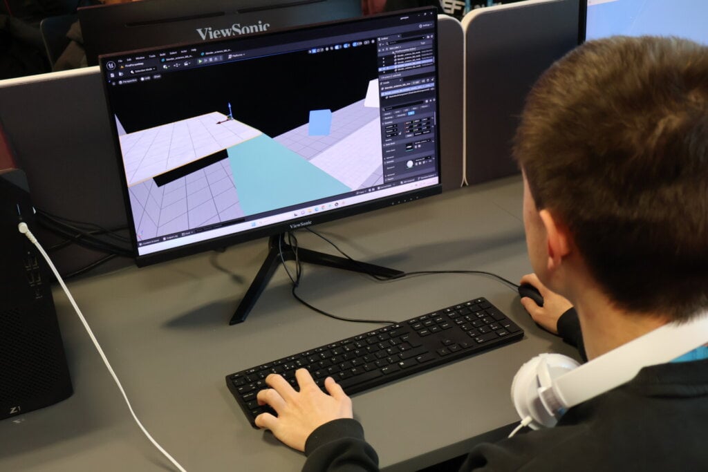 Student gaming on the computer
