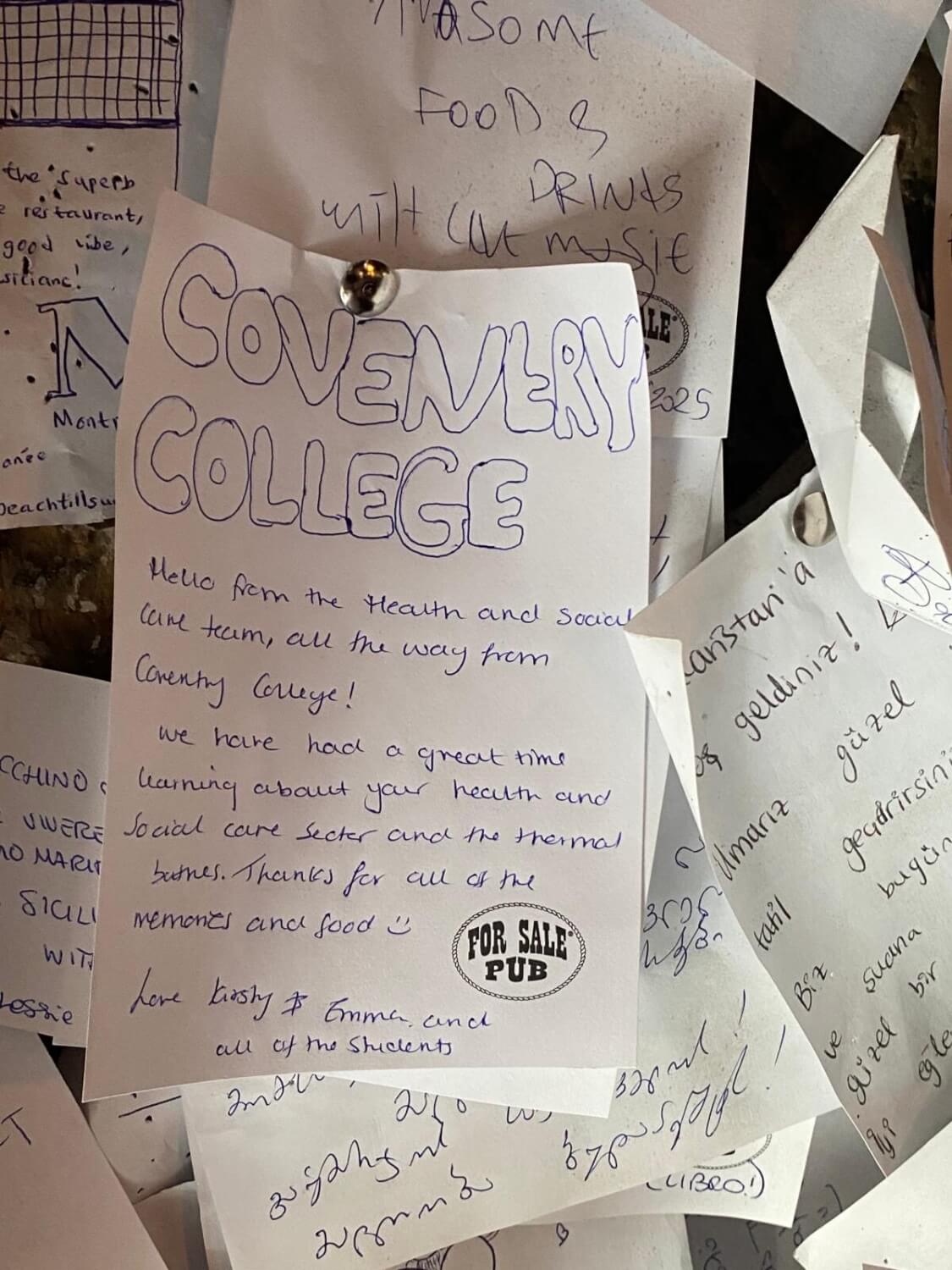 note left on a wall in Budapest written by students