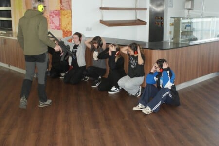 Uniformed Public Service students in mock environment