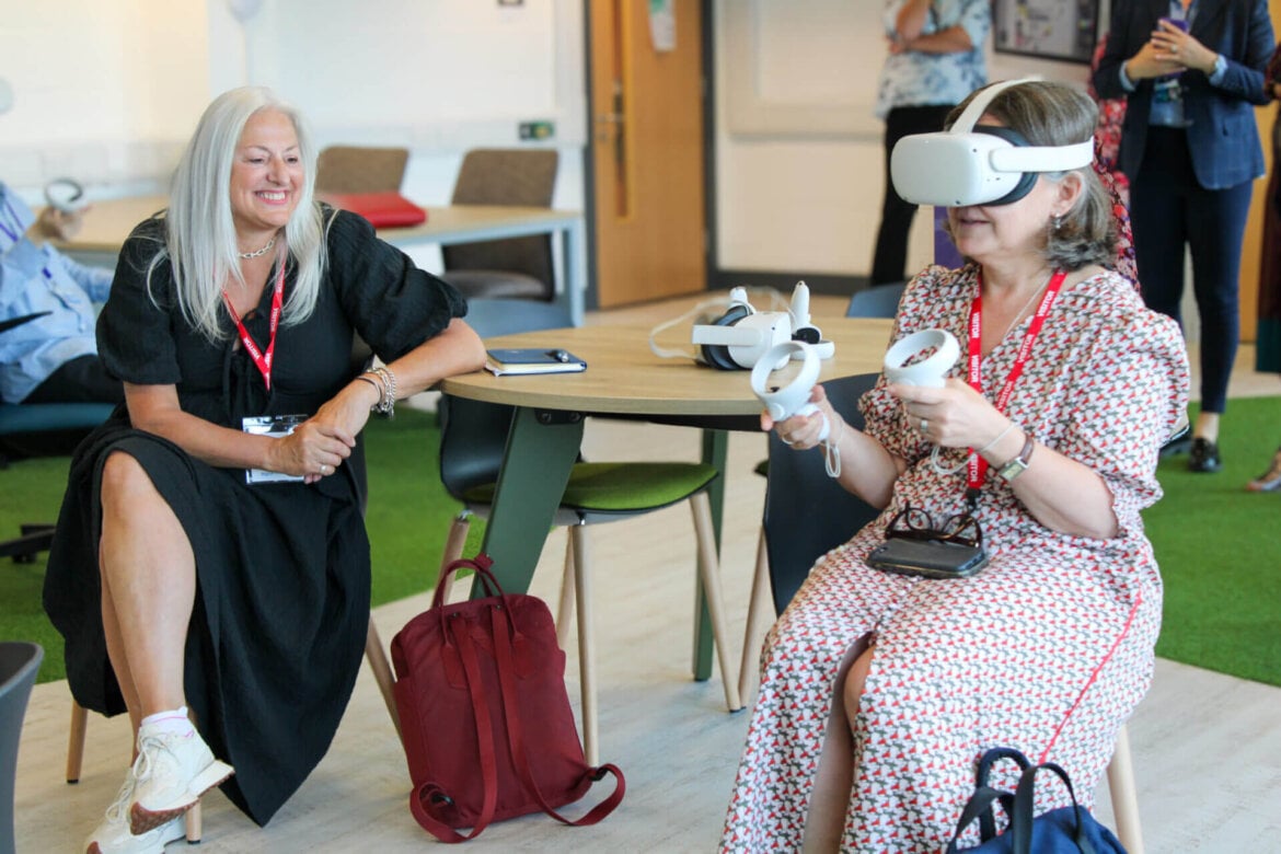 Sarah Maclean using VR headset