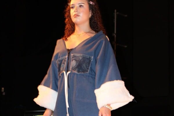 fashion student posing on catwalk