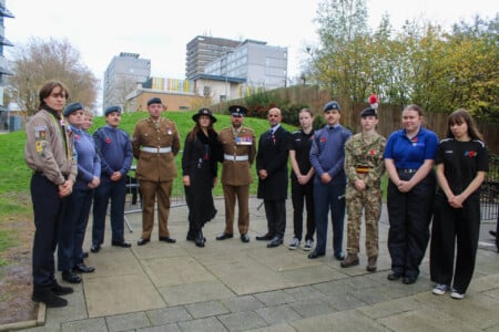 UPS students, Carol and Sargeants standing together for photo