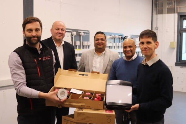 Reward, Chamber of Commerce and Coventry College posing with the new material