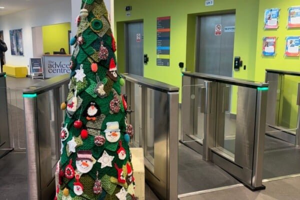 Crochet Christmas tree in reception