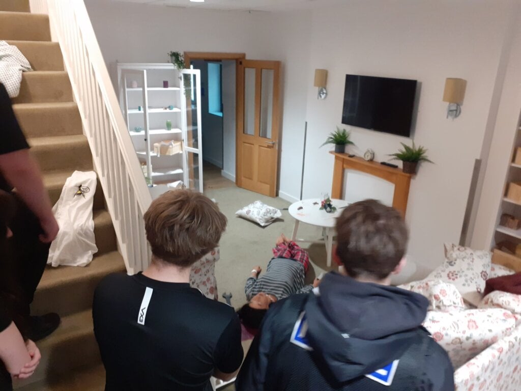learners at a mock forensic scene